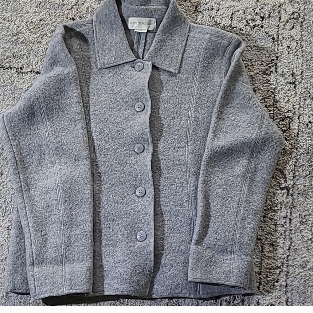 Petite Sophisticate Charcoal Knit Jacket